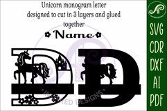 Unicorn Capital Monogram Letter name sign D SVG Product Image 3