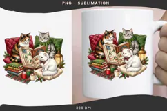 Christmas bookish cat png design for T-shirts Product Image 3