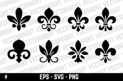 A black and white vector set of twelve fleur-de-lis icons. Product Image 3