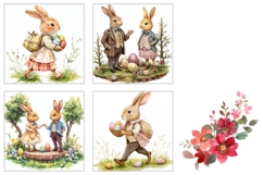 Vintage Easter Bunny Square Coasters, Easter Square Coaster Product Image 3