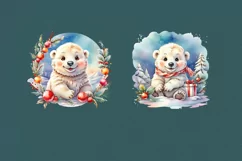 Christmas Polar Bears cliparts. PNG sublimation Product Image 3