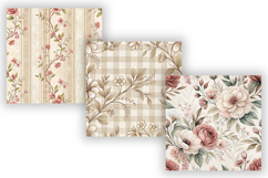 Elegant Toile Digital Paper Pack, Vintage Floral Toile Product Image 3