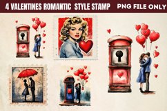 Valentines Romantic Retro Style Stamp Clipart PNG Product Image 1
