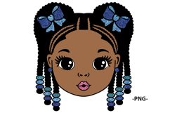 Clipart Black Girl Pink Bows Sublimation Digital Design Product Image 3