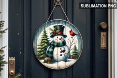 Red Plaid Snowman Round Sign | Round Sublimation Design PNG Product Image 1