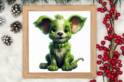 Green Christmas Dog Clipart Sublimation, Christmas Dog PNG Product Image 3