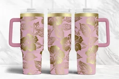 40oz Tumbler laser svg Hibiscus wrap| Tropic Flowers pattern Product Image 3
