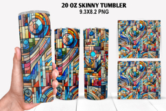 Skinny Tumbler 20oz Wrap Design, Stained Tumble PNG Design Product Image 1