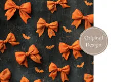 Orange Bows Tumbler Wrap, Cartoon Halloween Bats Tumbler PNG Product Image 3