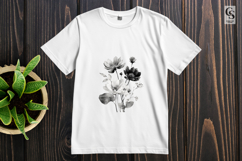 Black White Wildflower Watercolor Clipart Sublimation PNG Product Image 2