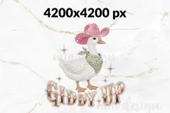 Rhinestone Giddy Up PNG Cowboy Goose Western Sublimation Product Image 2