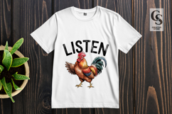 Listen Rooster Clipart Sublimation PNG Product Image 3
