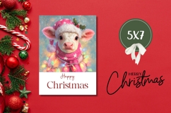 Cute Christmas Cow Greeting Card, Happy Christmas Card Product Image 3