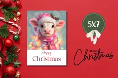 Cute Christmas Cow Greeting Card, Happy Christmas Card Product Image 3