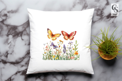Butterfly Wildflower Field Clipart Sublimation PNG Product Image 3