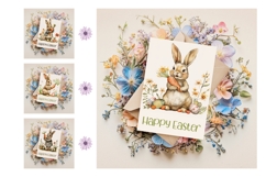 Happy Easter Card Printable, Vintage Easter Bunny Print Product Image 3