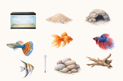 Aquarium Clipart Set, Watercolor Fish Product Image 3