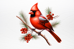 Christmas Cardinal Watercolor Clipart PNG Product Image 3