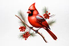 Christmas Cardinal Watercolor Clipart PNG Product Image 3
