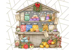 Cozy Christmas Market Stall Clipart PNG, Holiday Art Png Product Image 3