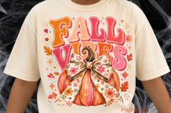 Fall Vibes PNG, Pumpkin Bow PNG, Retro Fall Sublimation Product Image 3