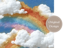Glitter Rainbow Tumbler Wrap, Clouds Tumbler Template Product Image 3