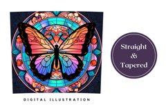 Butterfly Tumbler Template, Stained Glass Butterfly PNG Product Image 3
