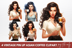 Vintage Pin Up Asian Coffee Clipart Product Image 1