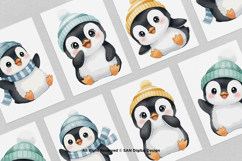 15 Bundle Watercolor Baby Penguin Cute Kids Cold Ice White Product Image 3