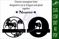 Unicorn Capital Monogram Letter name sign O SVG Product Image 3