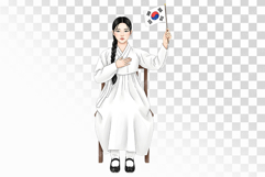 Girl Sitting Taegeukgi Left Hand Salute Honor PNG Product Image 1