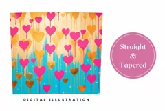 Cute Pink Hearts Tumbler Wrap, Valentine's Day Tumbler PNG Product Image 3