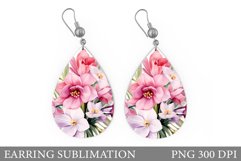 Flowers Earring Design. Flowers Teardrop Earring Sublimation Product Image 1