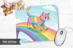 Rainbow Cat on a Rainbow Bridge Mouse Pad PNG Design Product Image 1