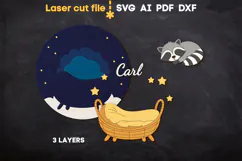 Raccoon Baby Name Sign SVG laser cut file for Glowforge Product Image 3