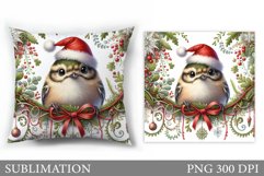 Christmas Bird Pillow Design. Christmas Pillow Sublimation Product Image 1