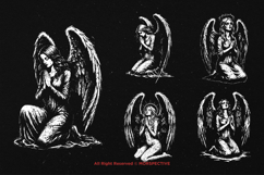 10 Bundle Dark Art Praying Angel Guardian Heaven Girl Wing Product Image 5
