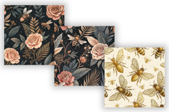 Princess Bee Digital Paper Pack, Seamless Rose Gold Floral Product Image 3