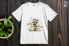 Cute Raccoon With Mushrooms Watercolor Clipart PNG Product Image 2