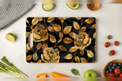 Black and Gold Roses Cutting Boards sublimation Design Product Image 3