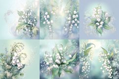 Watercolor lily of the valley printable digital papers Product Image 3