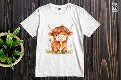 Cute Highland Cow Illustration Clipart Sublimation PNG Product Image 3