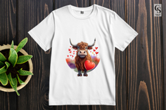 Highland Cow Valentine Heart Illustration PNG Product Image 2