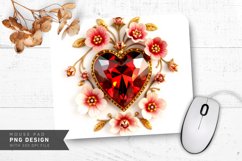 Gemstone Heart Art Mouse Pad PNG Design Product Image 1