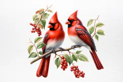 Christmas Cardinal Watercolor Clipart PNG Product Image 3