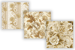 Baroque Toile Digital Paper Pack, Vintage Floral Toile Product Image 3