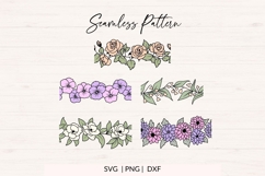 Seamless Flower Border SVG, PNG, DXF - 10 Designs Product Image 3