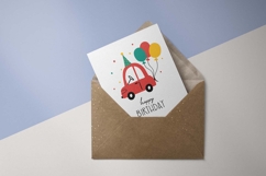 Kids Car Happy Birthday Card | EPS SVG PNG JPG AI Product Image 3