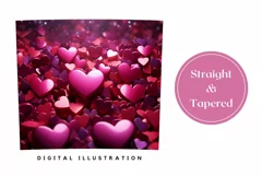 3D Love Hearts Tumbler Template, Valentine's Day Tumbler PNG Product Image 3
