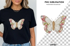 Fabric Butterfly PNG | Vintage Lace Floral Butterfly Clipart Product Image 3
